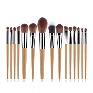 Makeup Brush Set 15Pcs Wood Handle Cosmetic