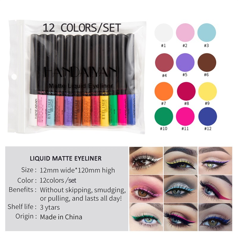 Eyeliner Set For 12 Colours Liquid Eyeliner Vivid Brights
