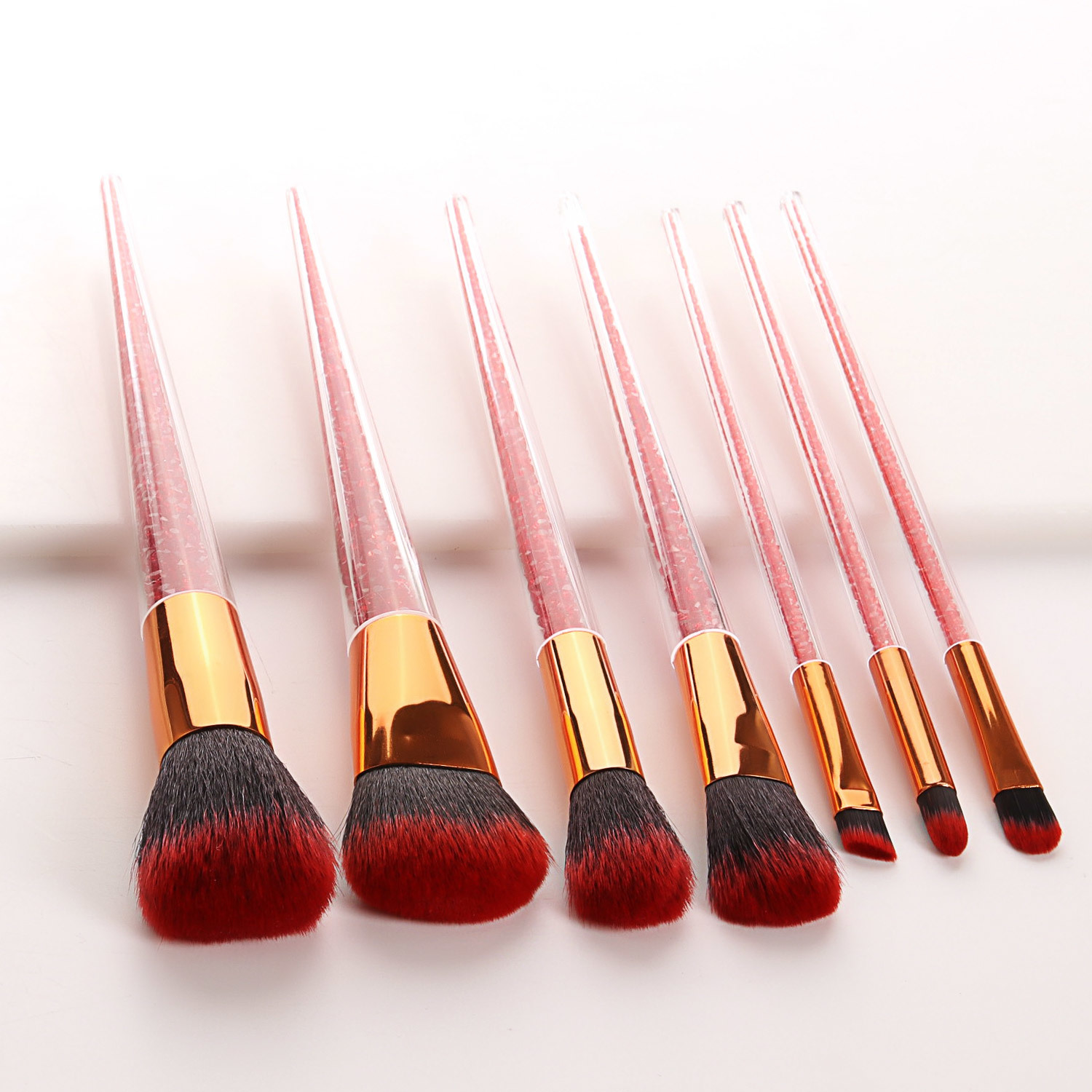 Cosmetic Makeup Brushes 7Pcs Rubber Handle with OPP Packaging