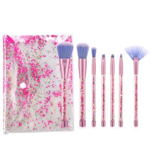 Travel Cosmetic Makeup Brush Set Cute 7Pcs Pink Colorful
